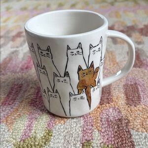 Vintage Anthropologie Good Luck Gold Cat MUG Lucky Maneki-Neko Cat EUC